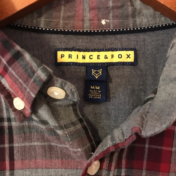 Prince & fox men’s button down shirt red grey M - Picture 2 of 6